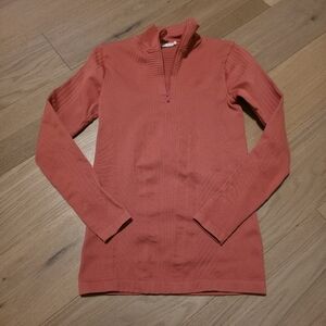 Oysho Coral Quarter-Zip Active Top